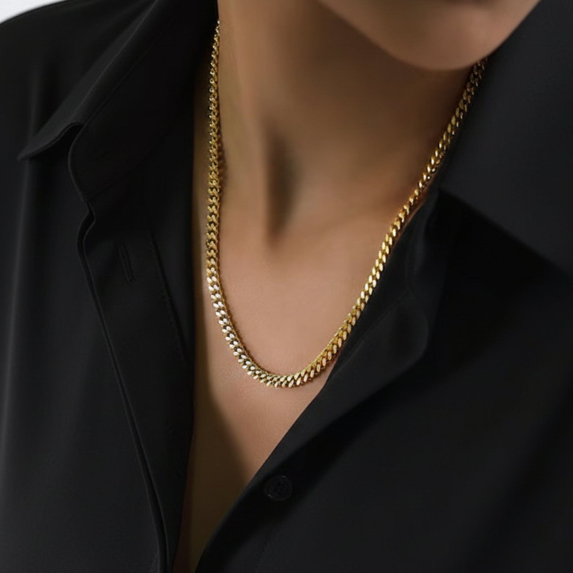 Women’s Yellow Gold Cuban Chain – Premium Stainless Steel Necklace