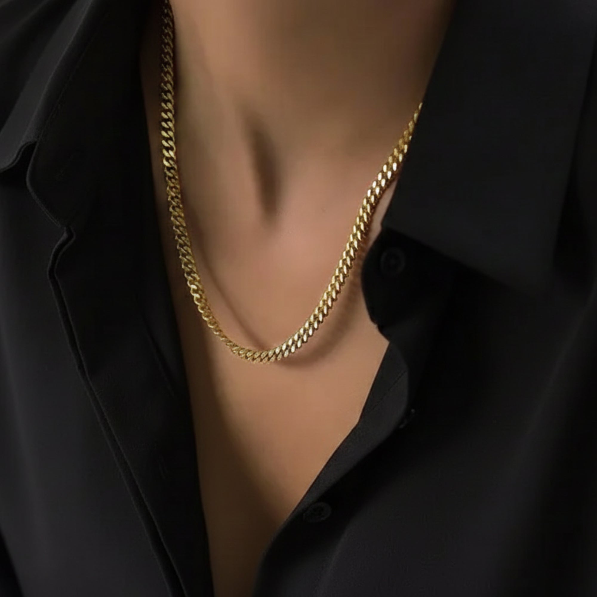 Women’s Yellow Gold Cuban Chain – Premium Stainless Steel Necklace