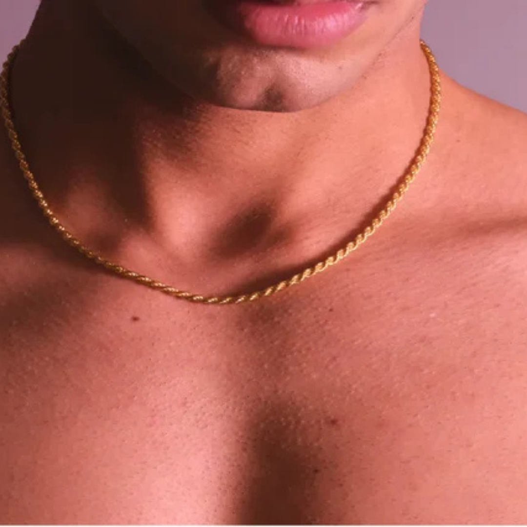 Men’s 3mm Rope Chain – Gold Plated Stainless Steel