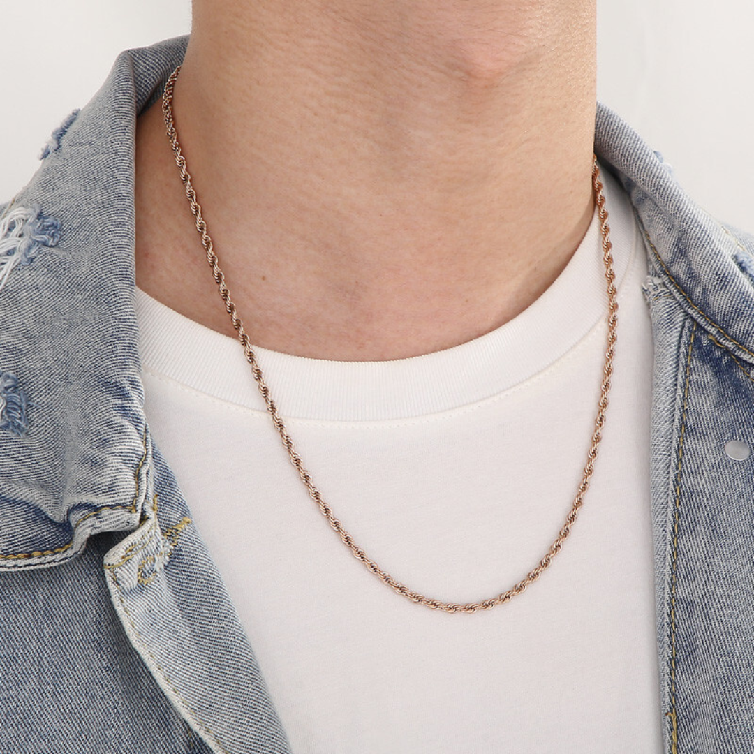 3mm Rose Gold Rope Chain –