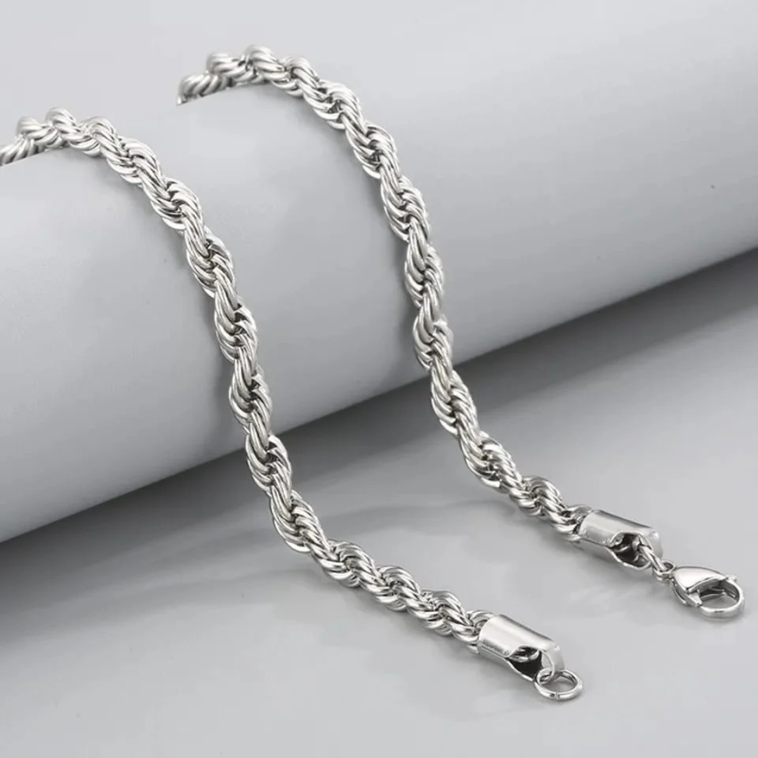 3mm Silver Rope Chain – Stainless Steel Shine.